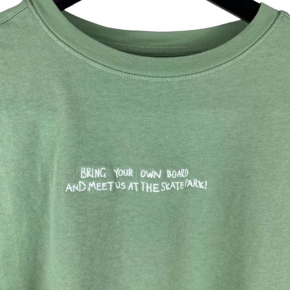 Women’s Y2K Zara Bring Your Own Board Skatepark Boxy Shirt Mint Green Size 9-10